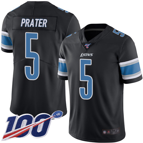 Detroit Lions Limited Black Men Matt Prater Jersey NFL Football 5 100th Season Rush Vapor Untouchable